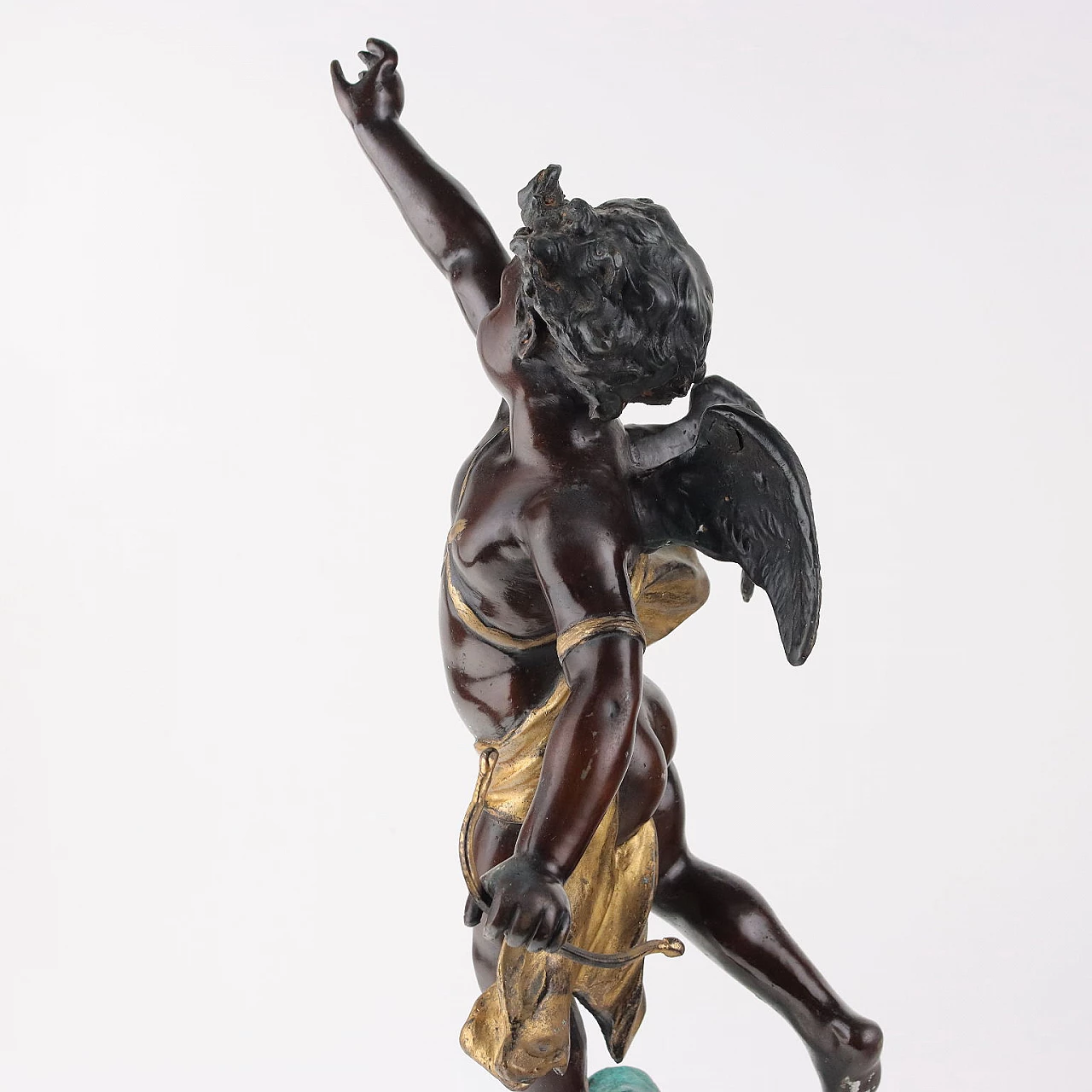 Scultura di Cupido in bronzo con dettagli dorati, anni '50 6