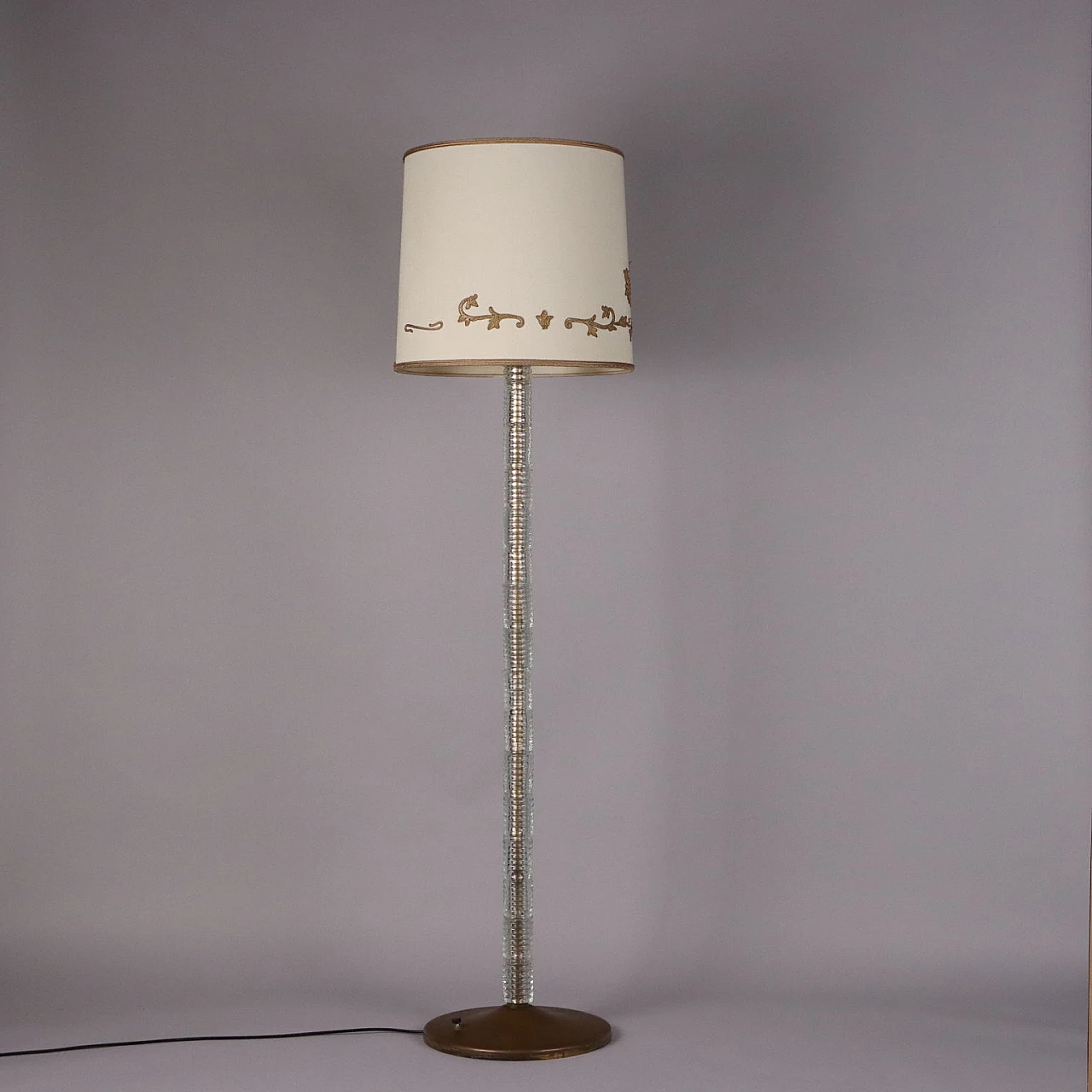 Floor Lamp in blown glass and brass, 1940s 8