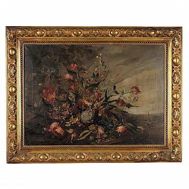 Flower composition, oil on canvas