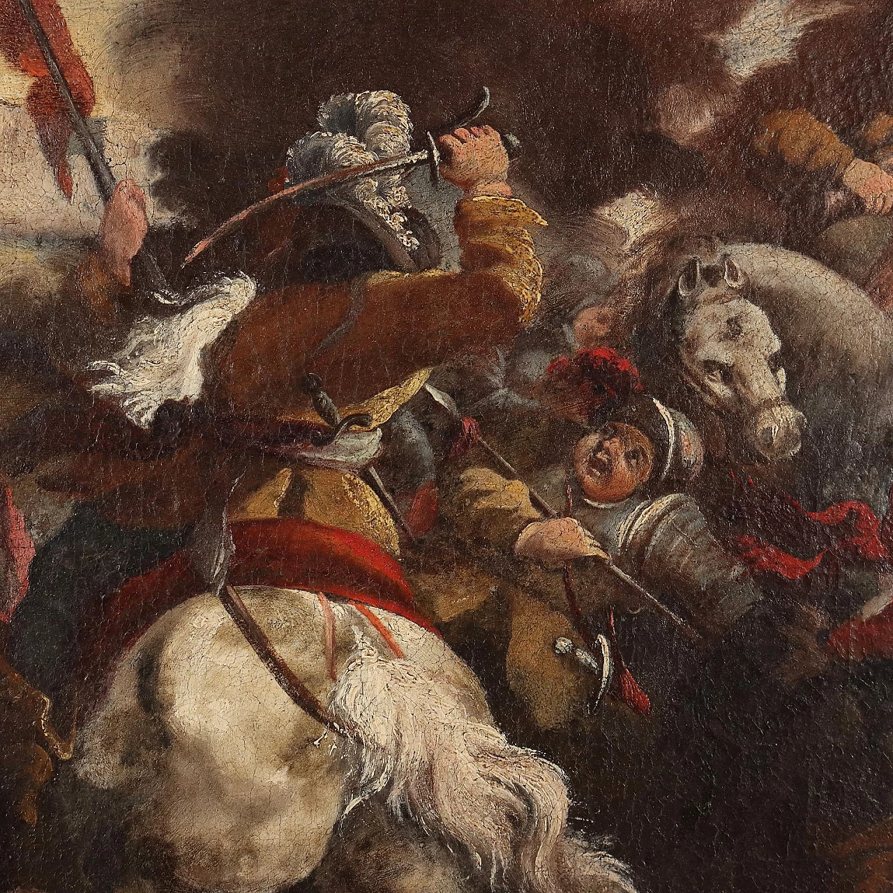Battle scene, oil on canvas, 18th century 3