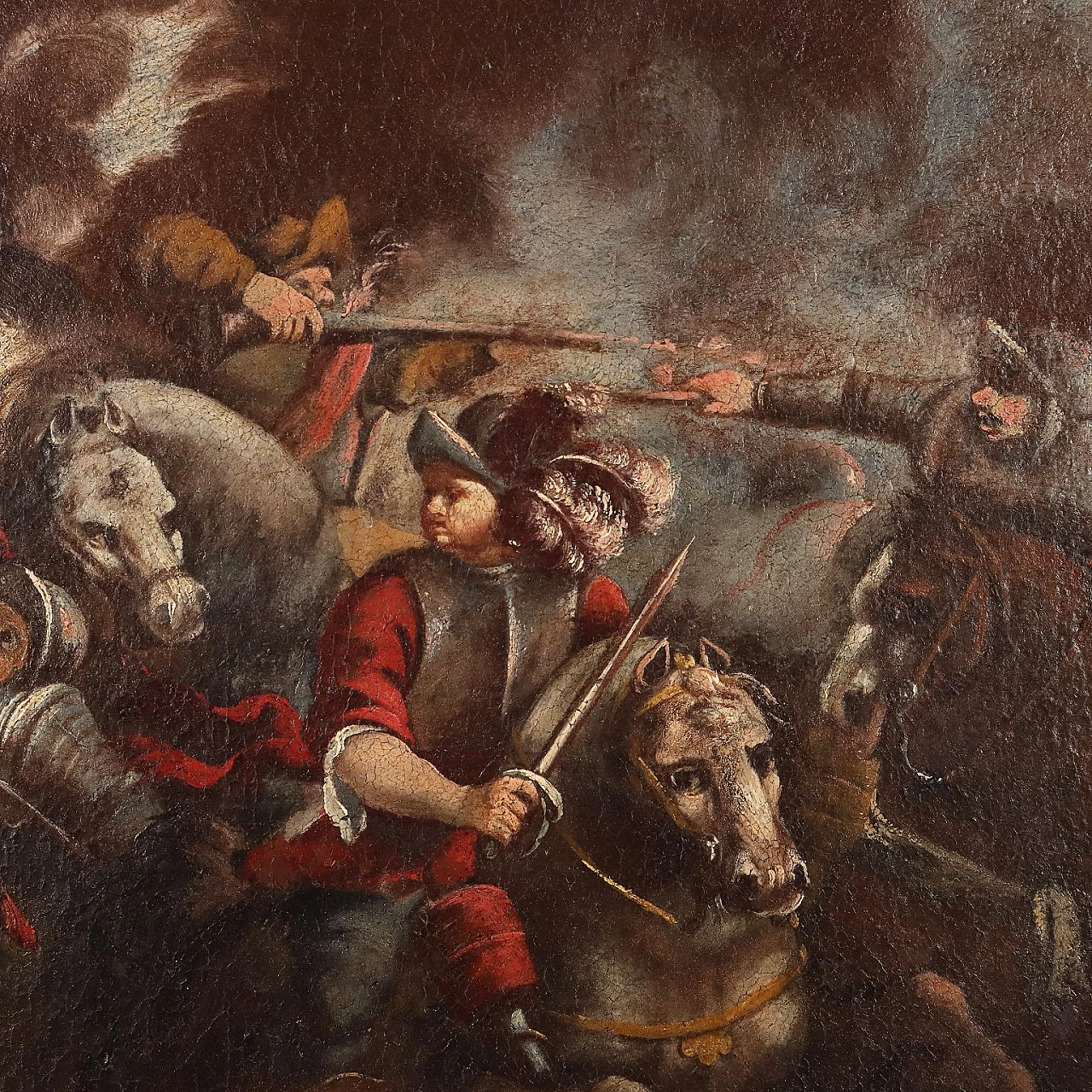Battle scene, oil on canvas, 18th century 4