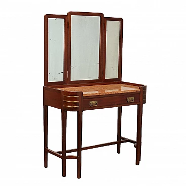 Art Nouveau mahogany petineuse with marble top, early 20th century
