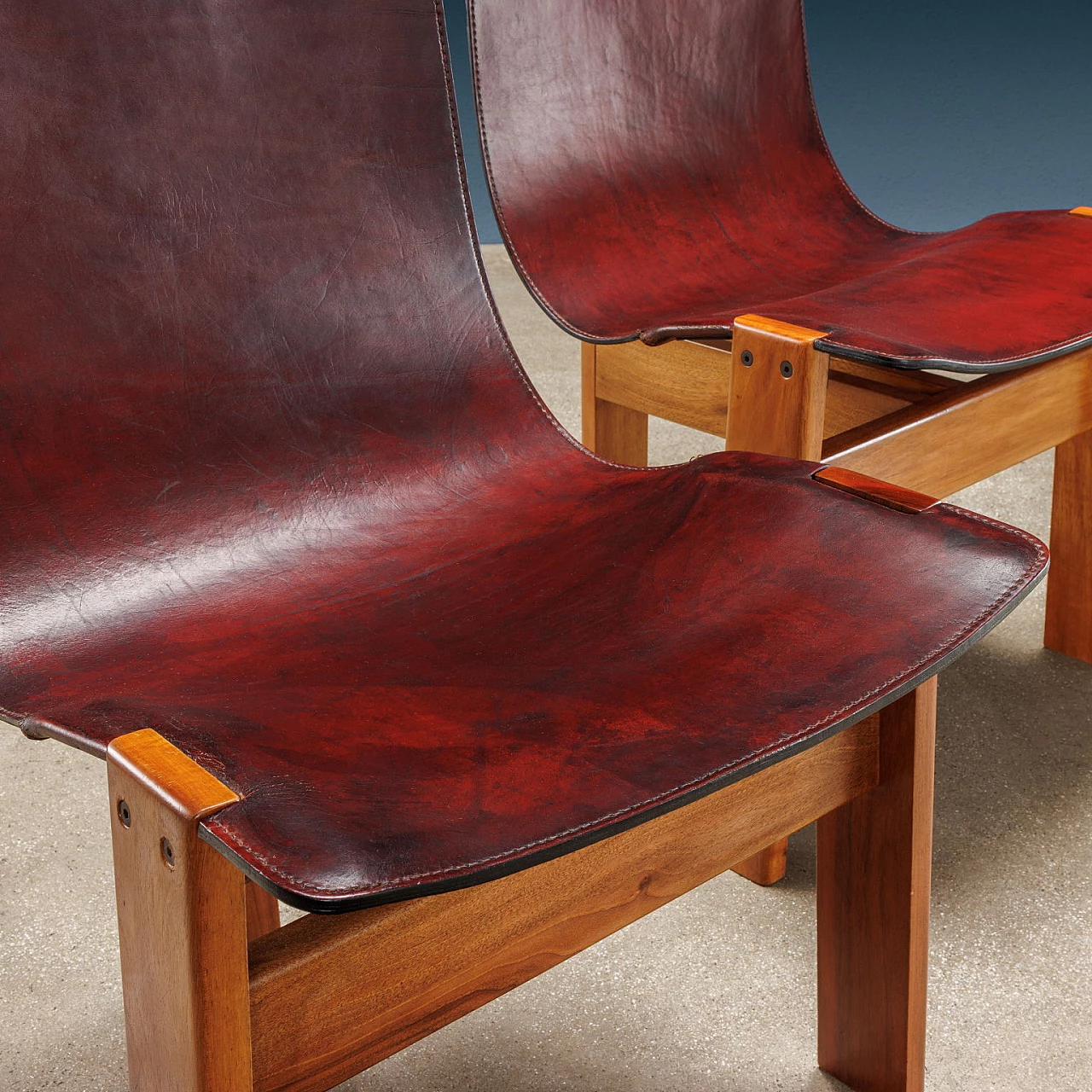 6 Tre 3 chairs in wood and leather by Angelo Mangiarotti for Skipper, 1978 8