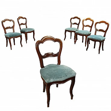 6 Louis Philippe chairs in walnut, mid-19th century