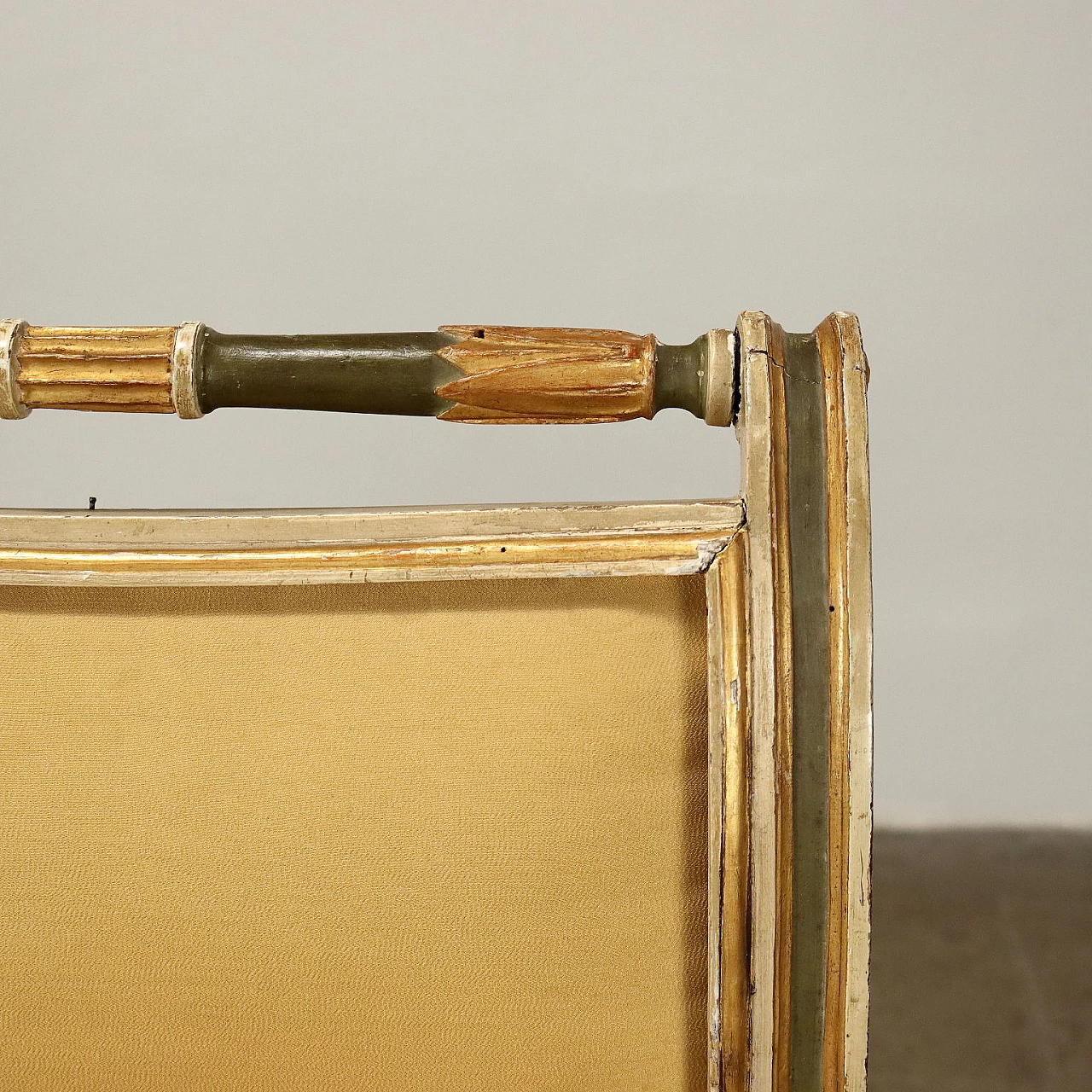 Coppia di sedie Impero in legno laccato e dorato, '800 4