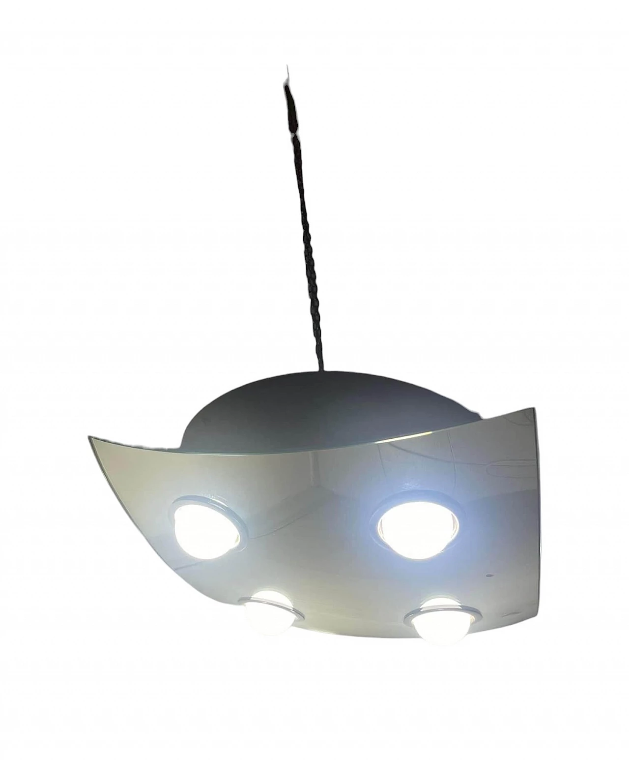 Lampada da soffitto in metallo cromato con 4 luci, anni '70 9