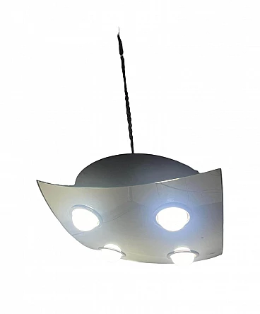 Ceiling lamp in chromed metal with 4 lights, 1970s