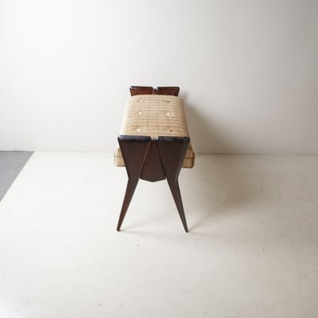 Panca in noce con seduta in velluto nello stile di Ico Parisi, anni '50 5