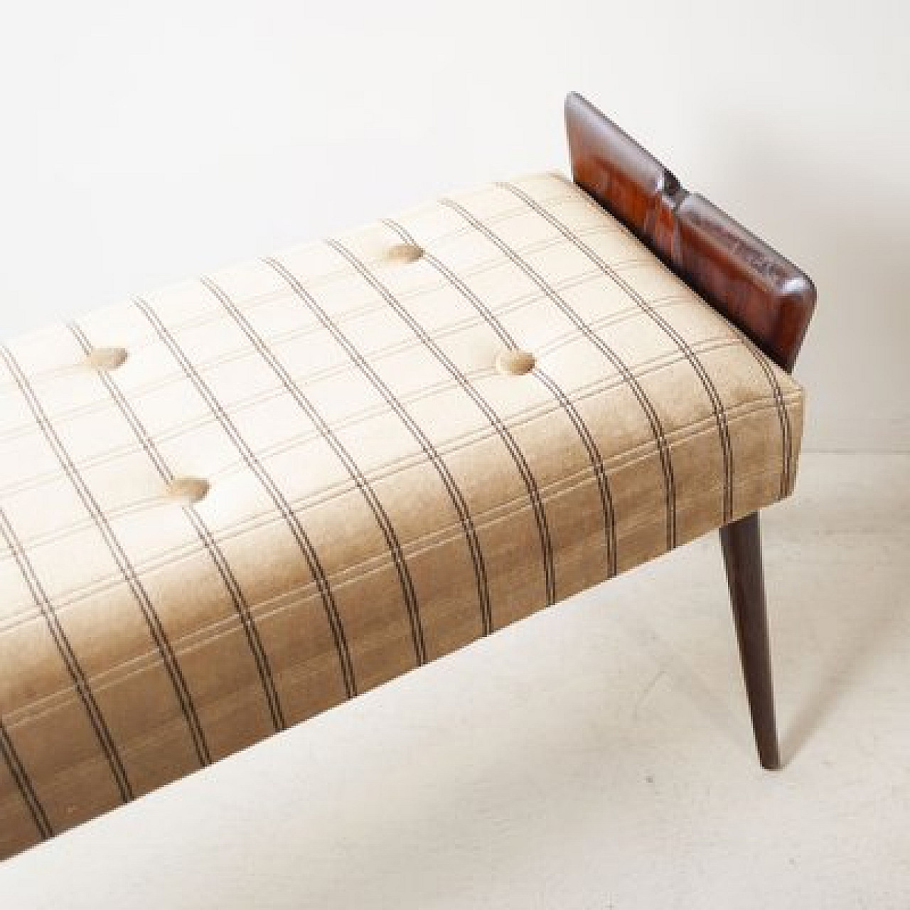 Bench in walnut with velvet seat in the style of Ico Parisi, 1950s 6