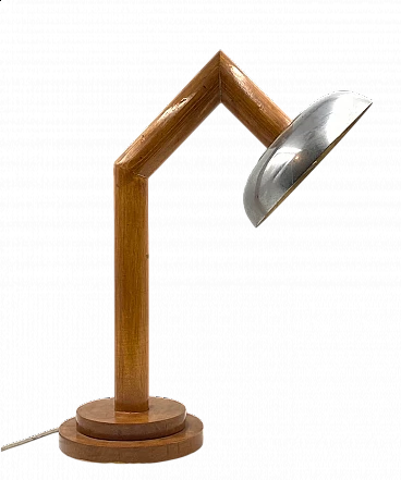 Wood and aluminum table lamp, 1940s