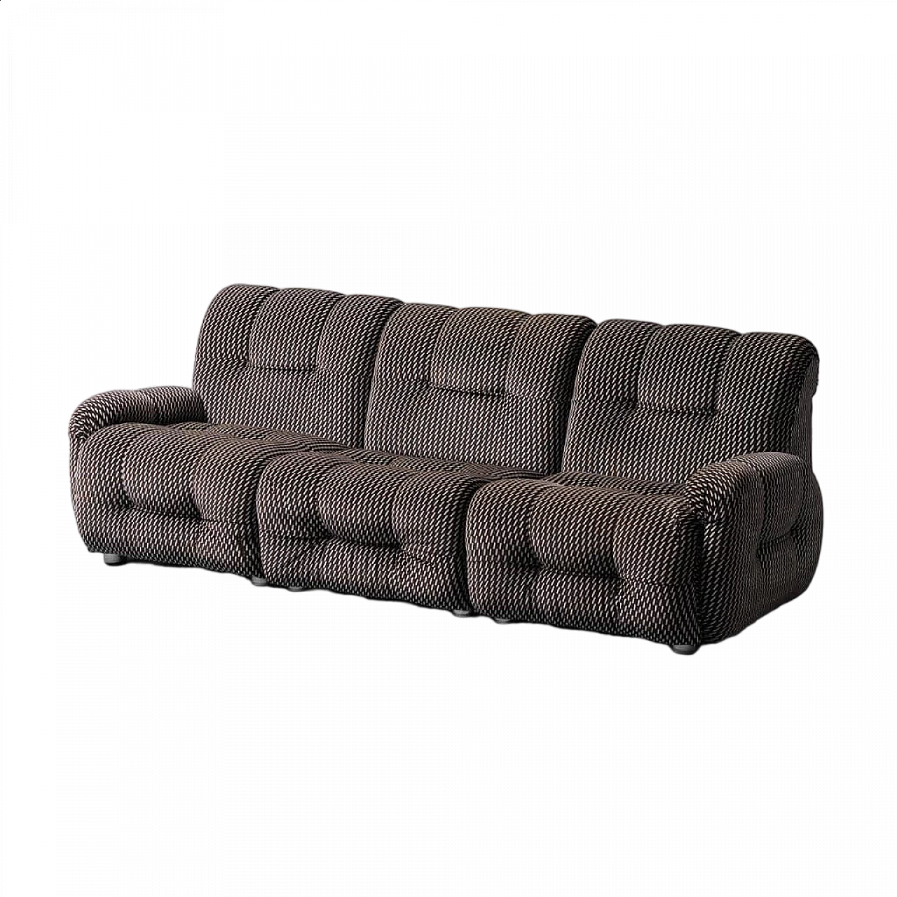 3-Seater modular sofa in black & white fabric, 1970s 9