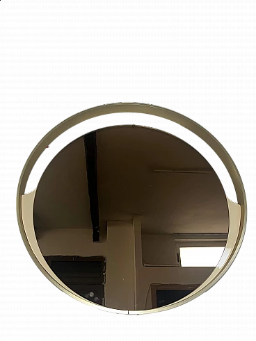 Rounded mirror with brass details, 1970s