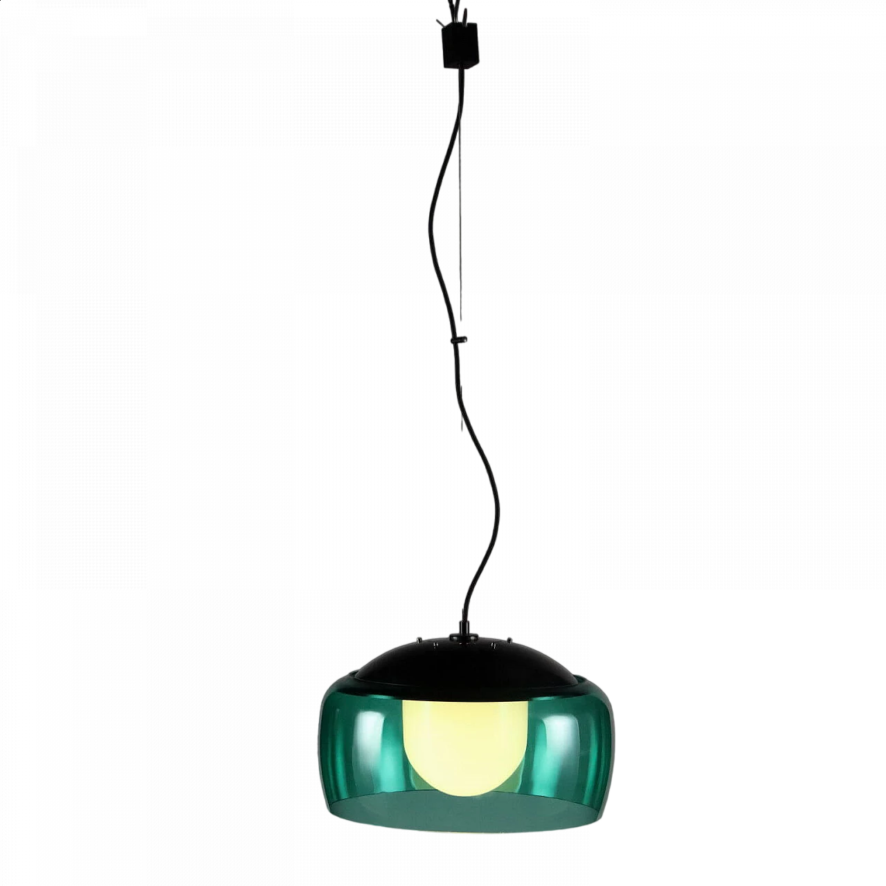 Green glass ceiling lamp, 1960s 10