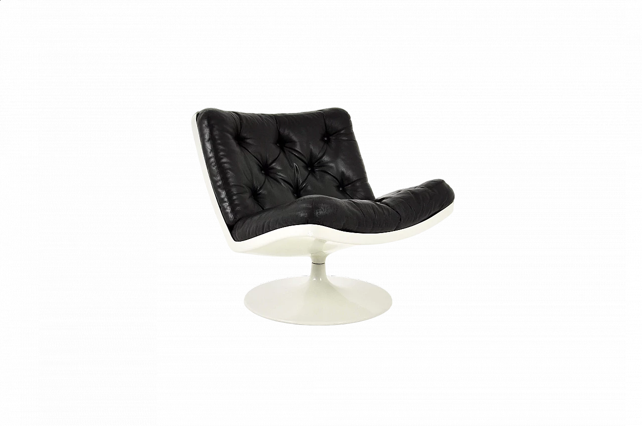 Poltrona girevole in plastica e pelle di IVM, anni '60 10