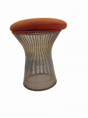 Sgabello in acciaio, fibra di vetro e tessuto di Knoll, anni '80