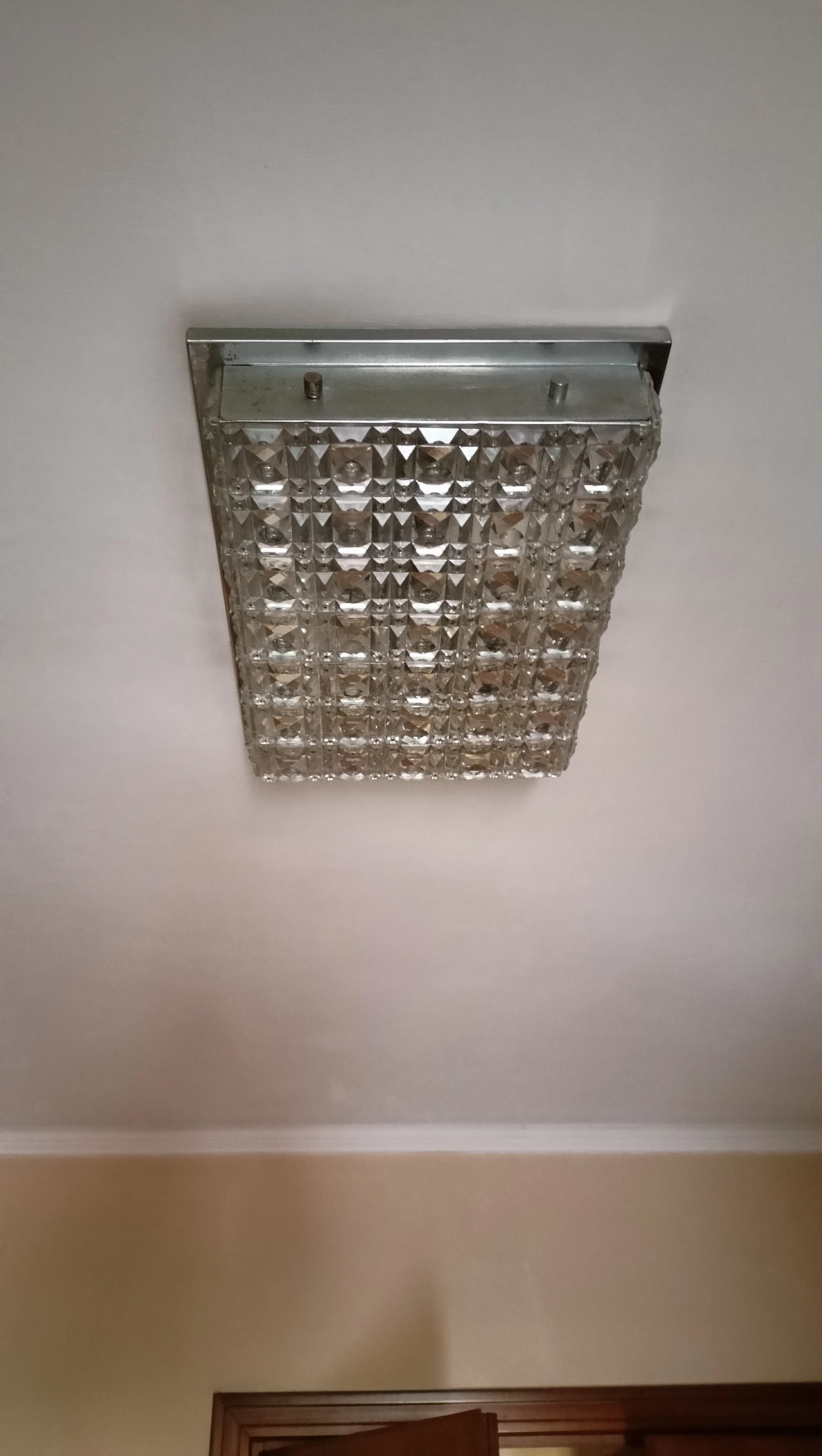 Metal and crystal ceiling lamp by Gaetano Sciolari, 1950s 1