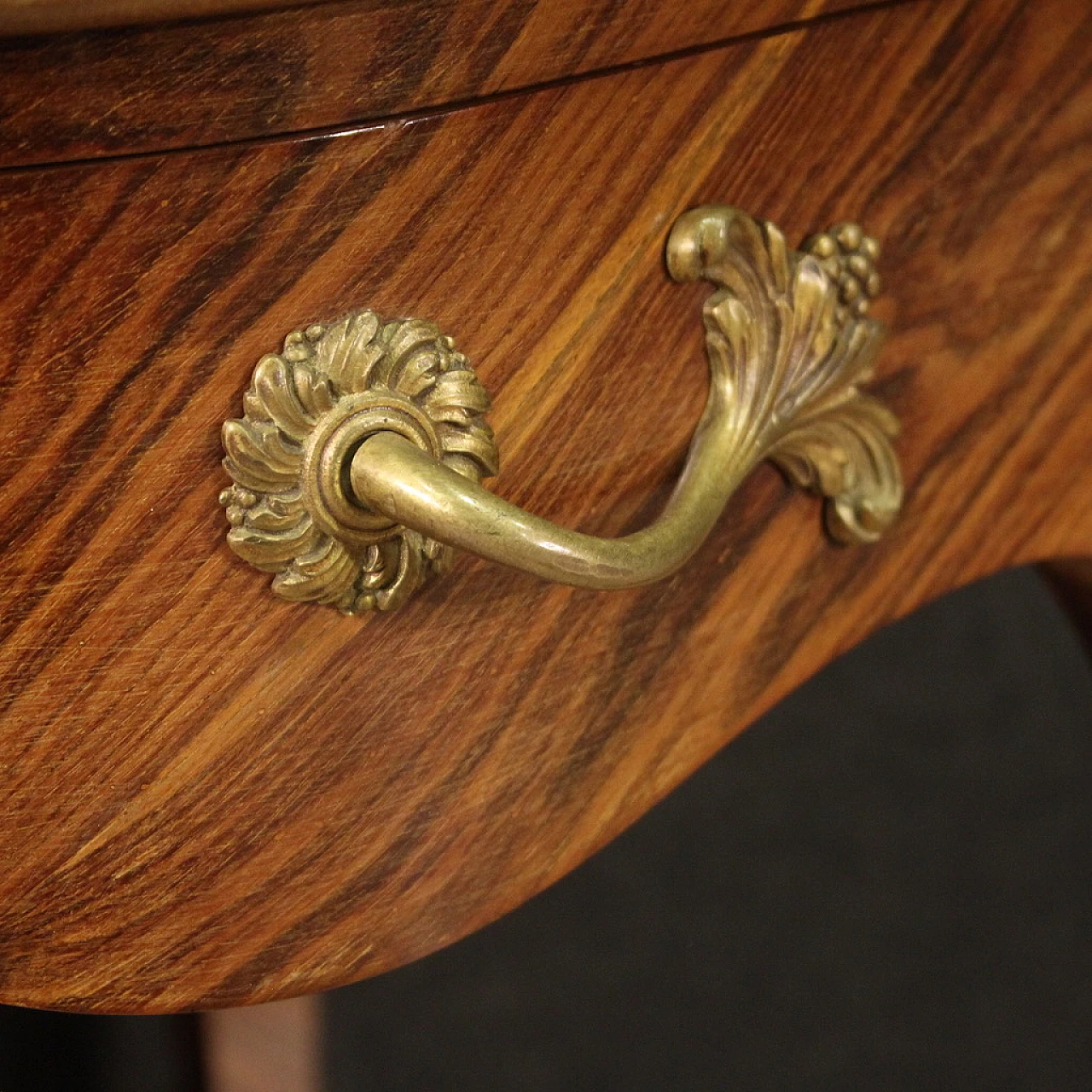 Desk in veneered and carved in walnut and rosewood 11