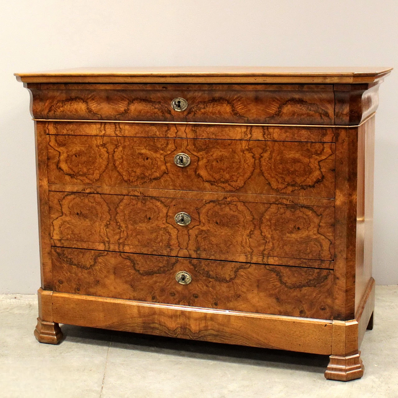 Louis Philippe walnut and walnut-root commode, mid-19th century 1