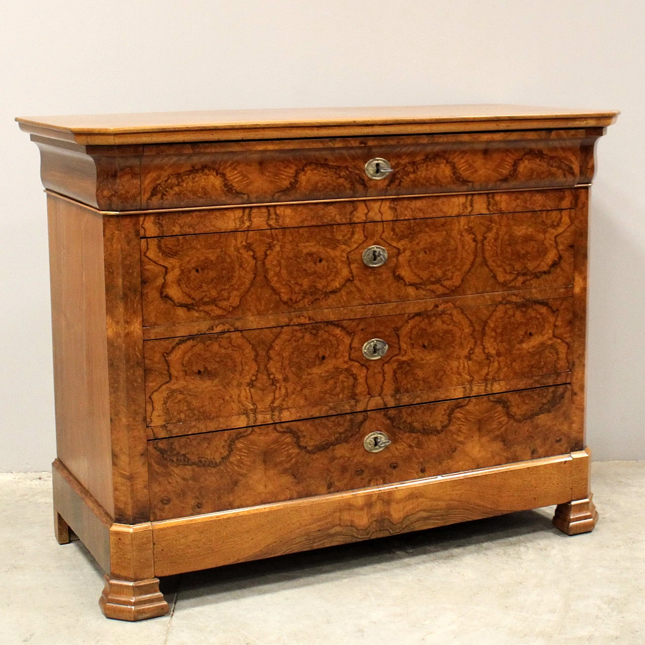 Louis Philippe walnut and walnut-root commode, mid-19th century 4