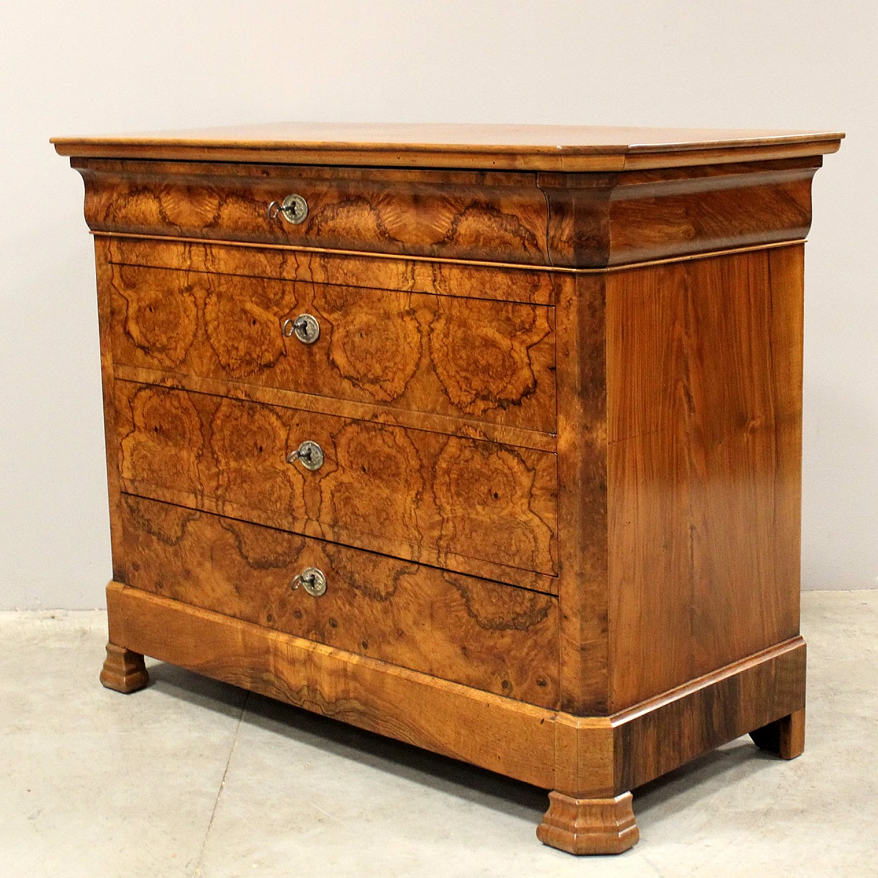Louis Philippe walnut and walnut-root commode, mid-19th century 6