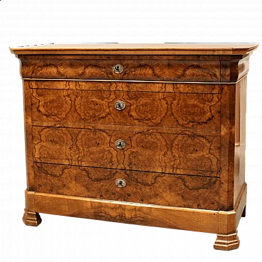 Louis Philippe walnut and walnut-root commode, mid-19th century