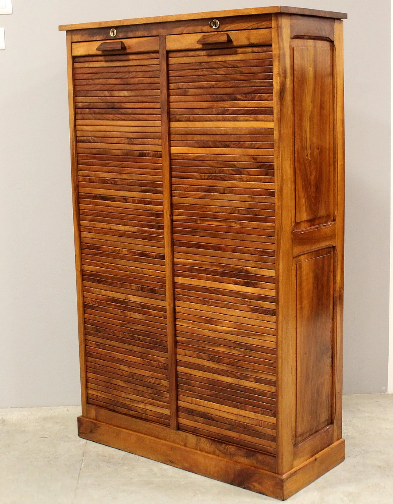 Solid walnut double shutter filing cabinet, early 20th century 1