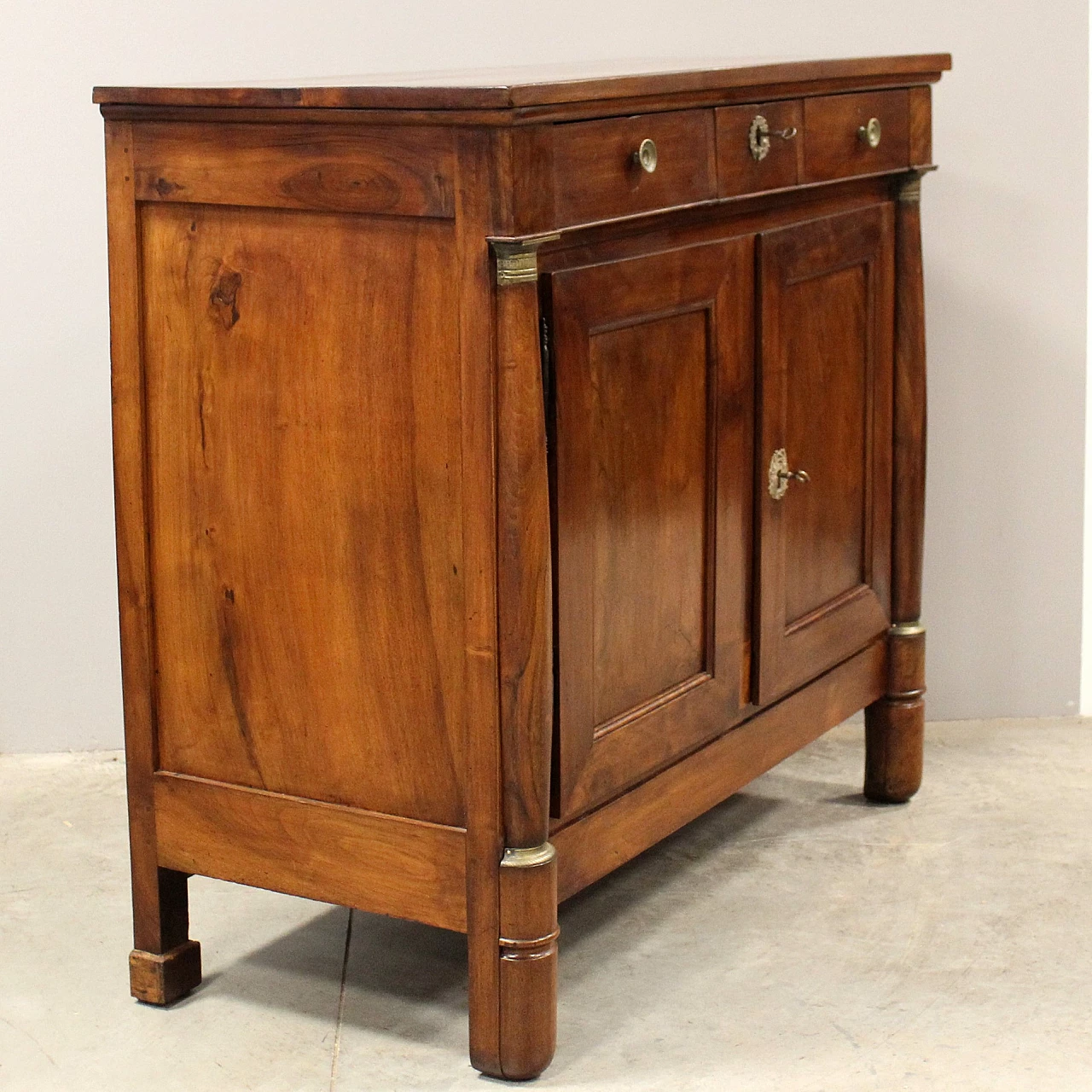 Credenza Impero in noce con ante e cassetti, inizio '800 2