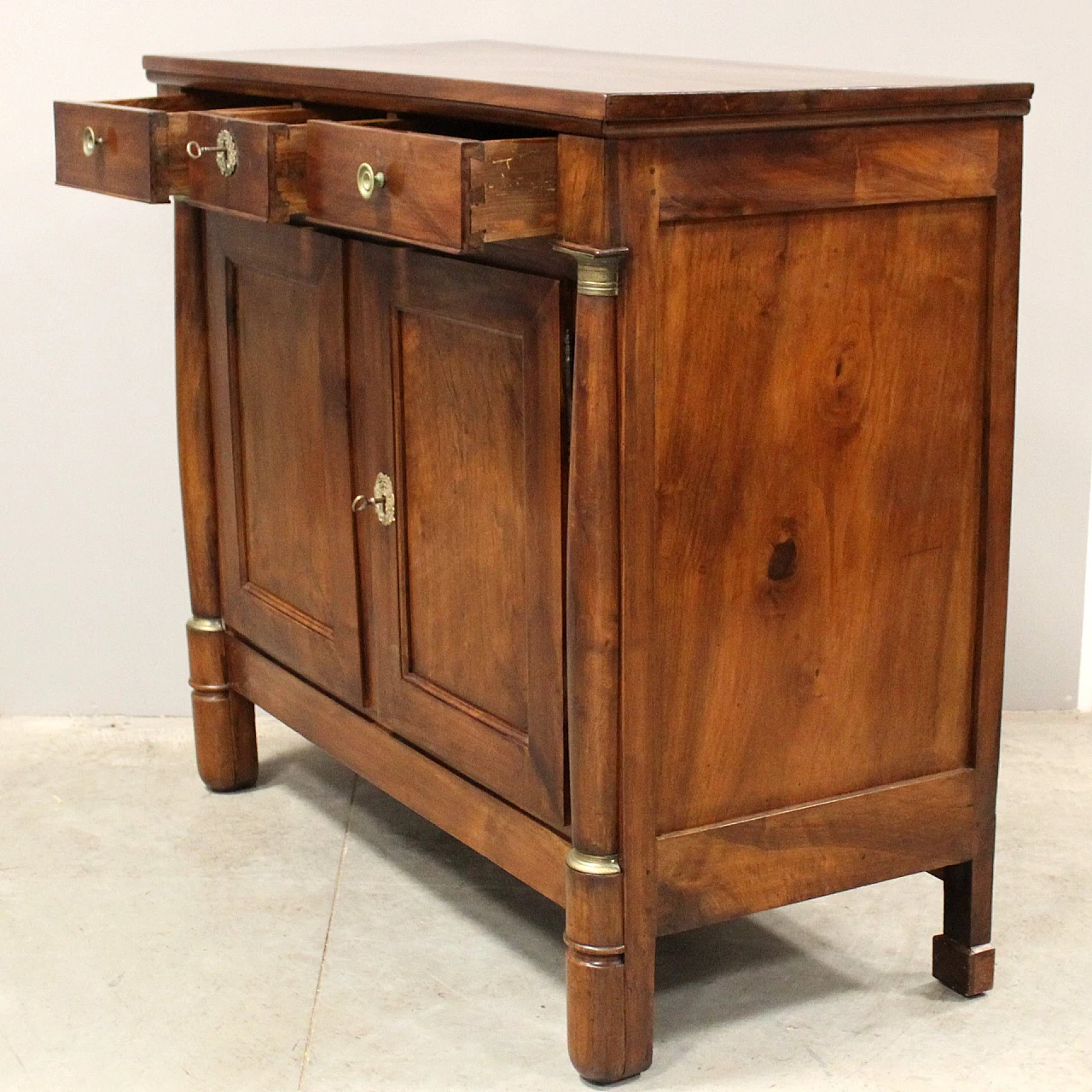 Credenza Impero in noce con ante e cassetti, inizio '800 9