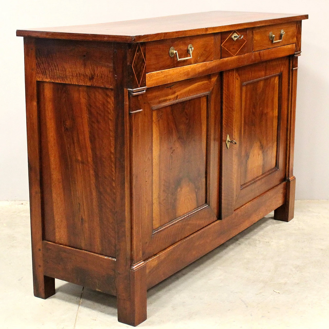 Empire solid walnut sideboard with thread inlays, early 19th century 5