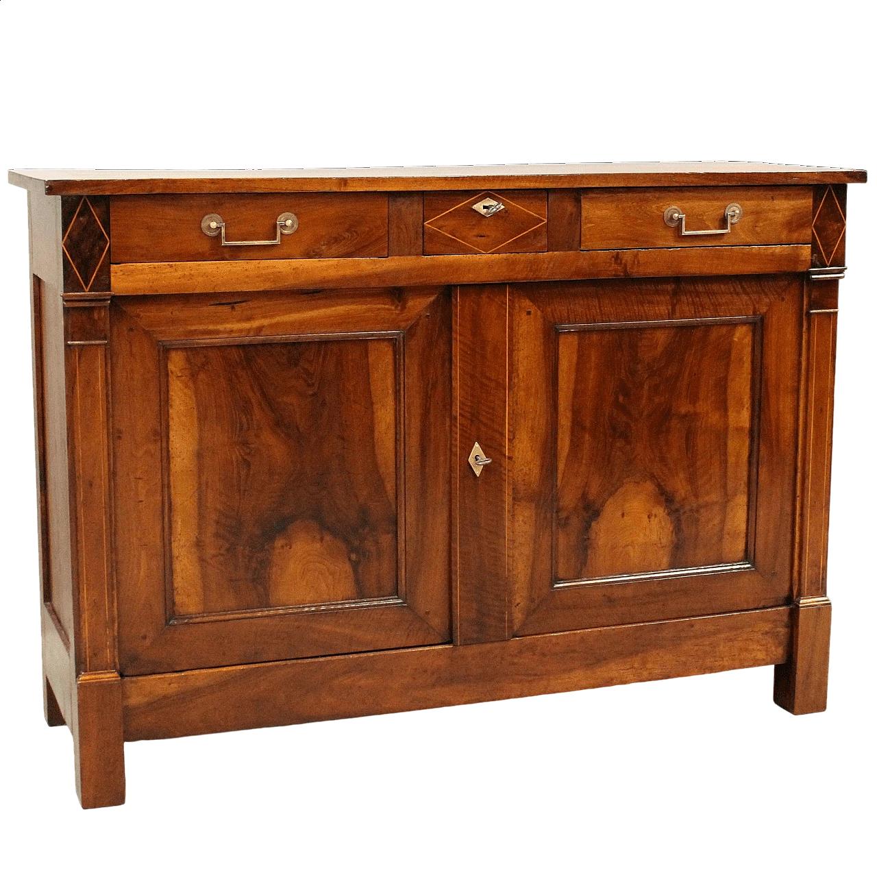 Empire solid walnut sideboard with thread inlays, early 19th century 11