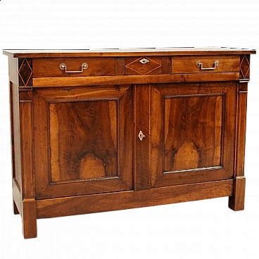 Empire solid walnut sideboard with thread inlays, early 19th century