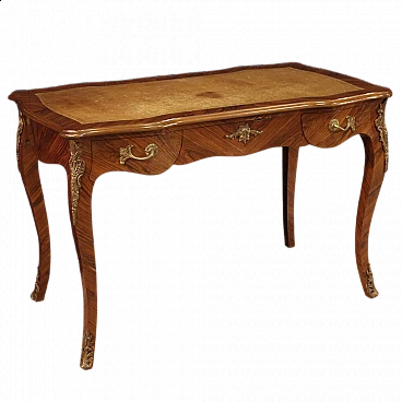 Desk in veneered and carved in walnut and rosewood