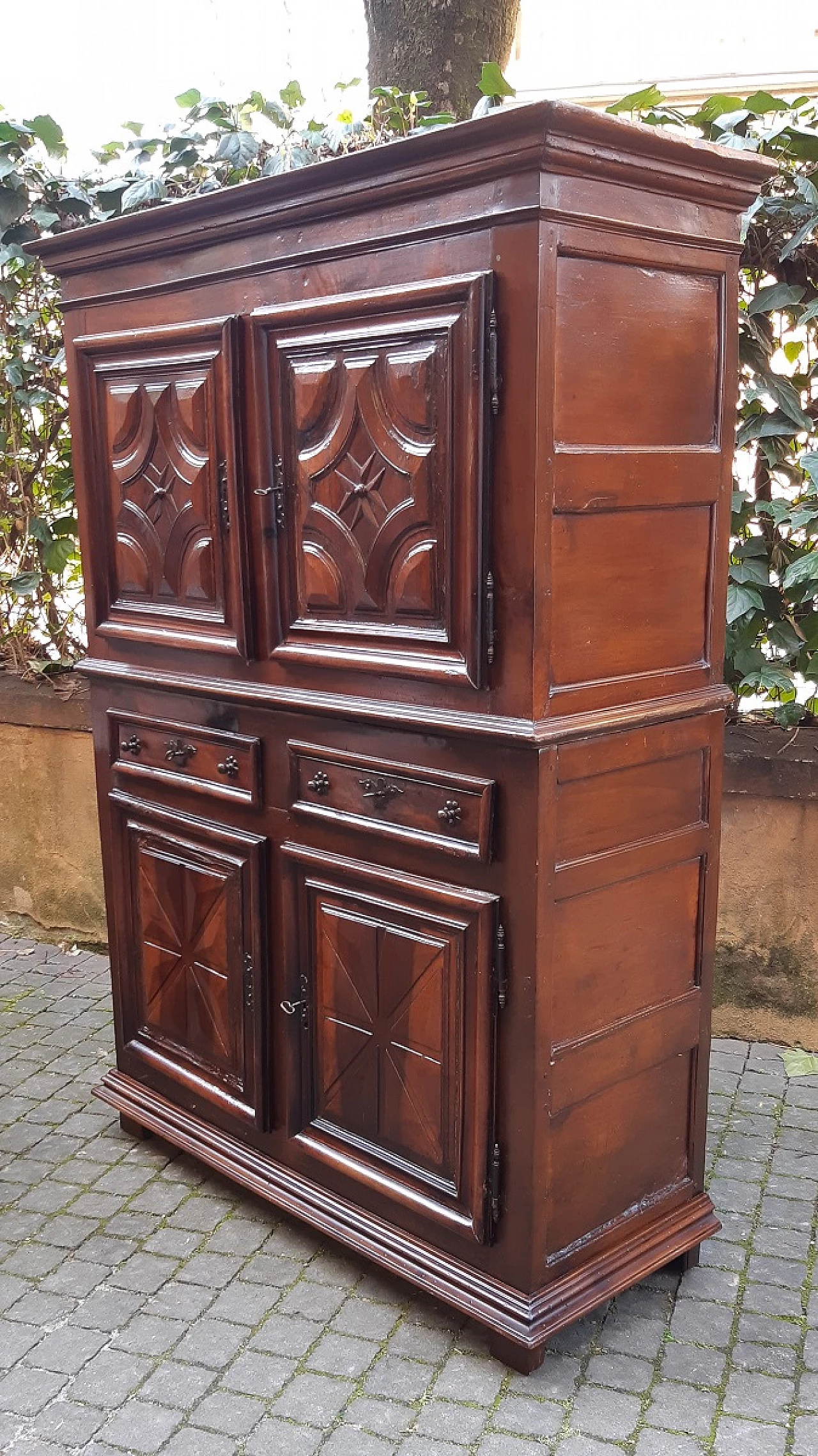 Credenza francese doppio corpo in noce, fine '600 2