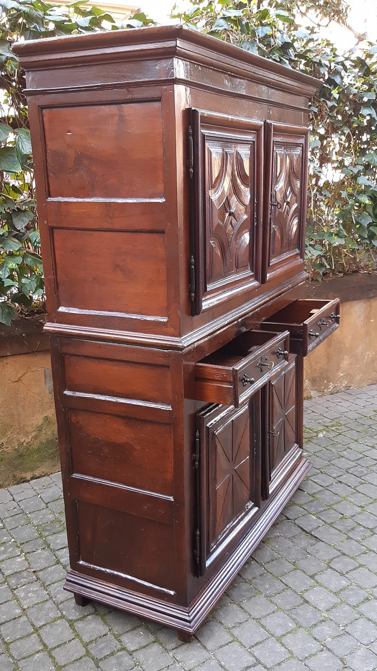 Credenza francese doppio corpo in noce, fine '600 3