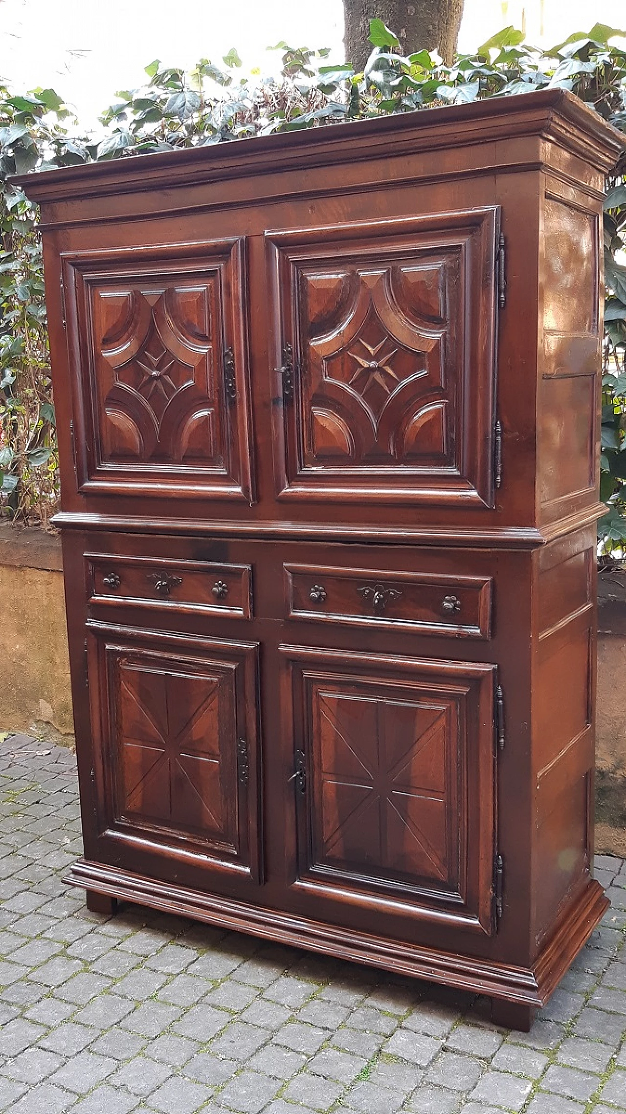 Credenza francese doppio corpo in noce, fine '600 9