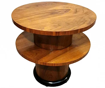 Art Deco round coffee table with double shelf, 1930s