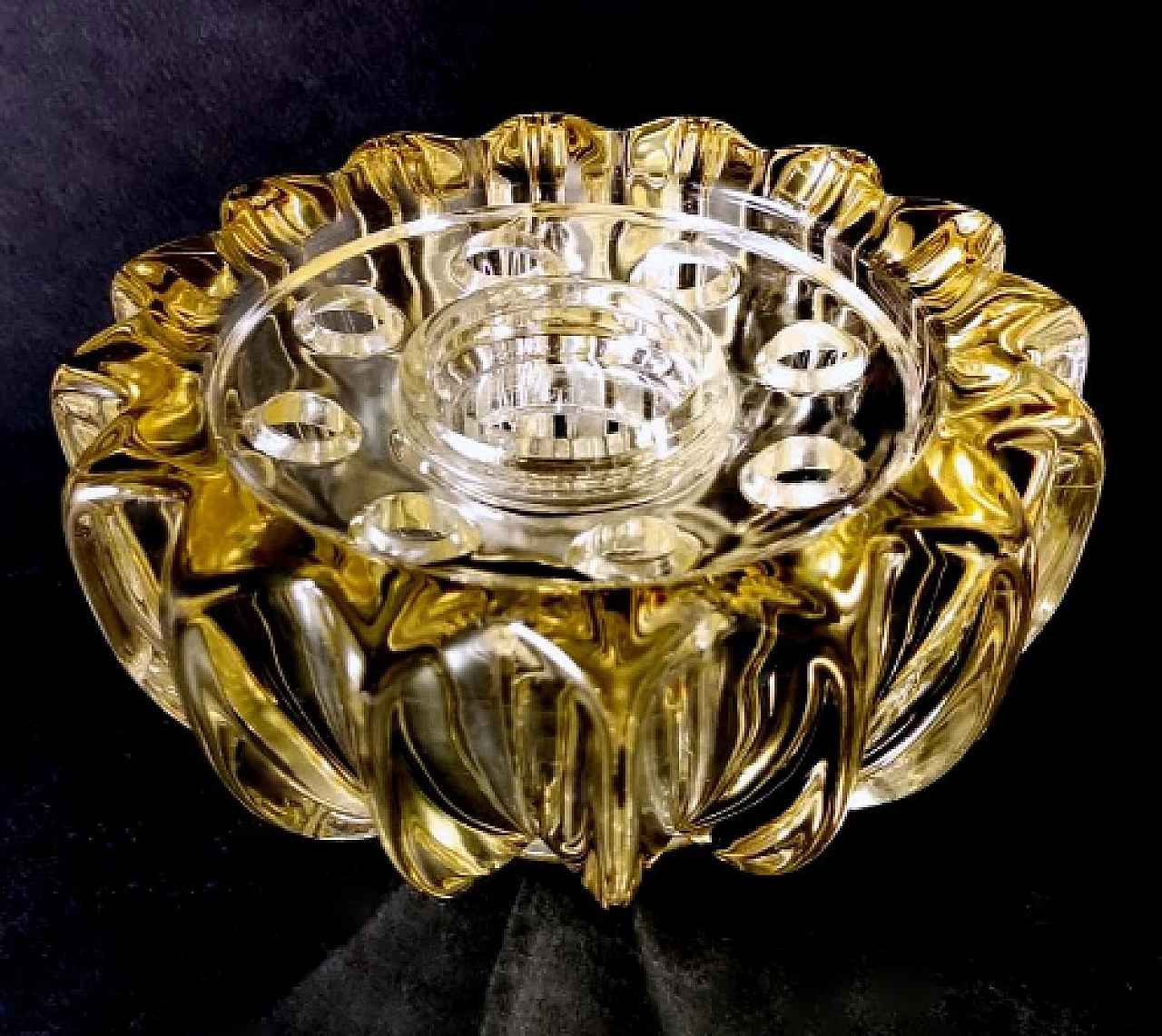 Glass flower holder bowl by Pierre D'Avesn, 1930s 3