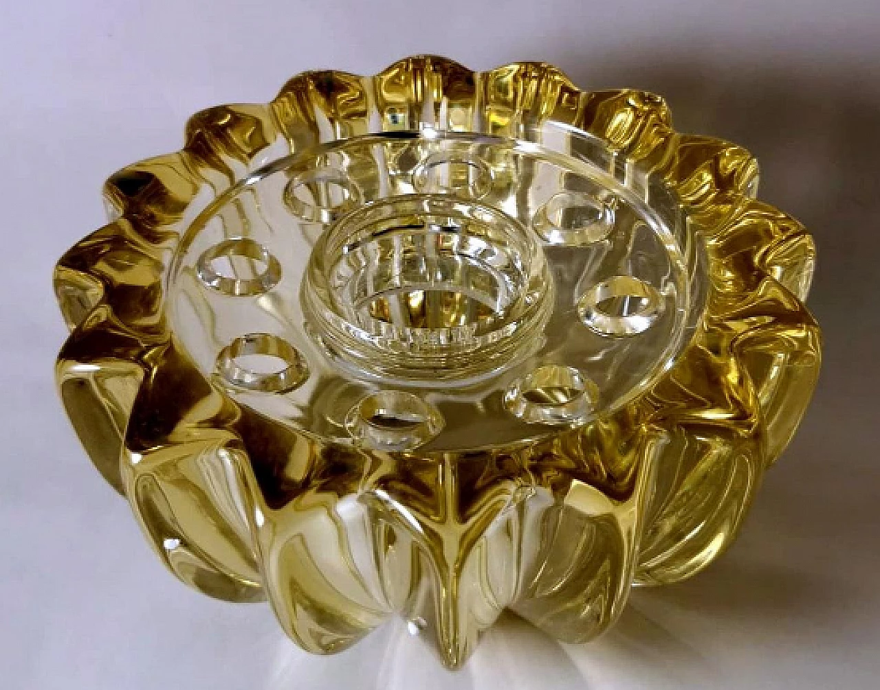 Glass flower holder bowl by Pierre D'Avesn, 1930s 4