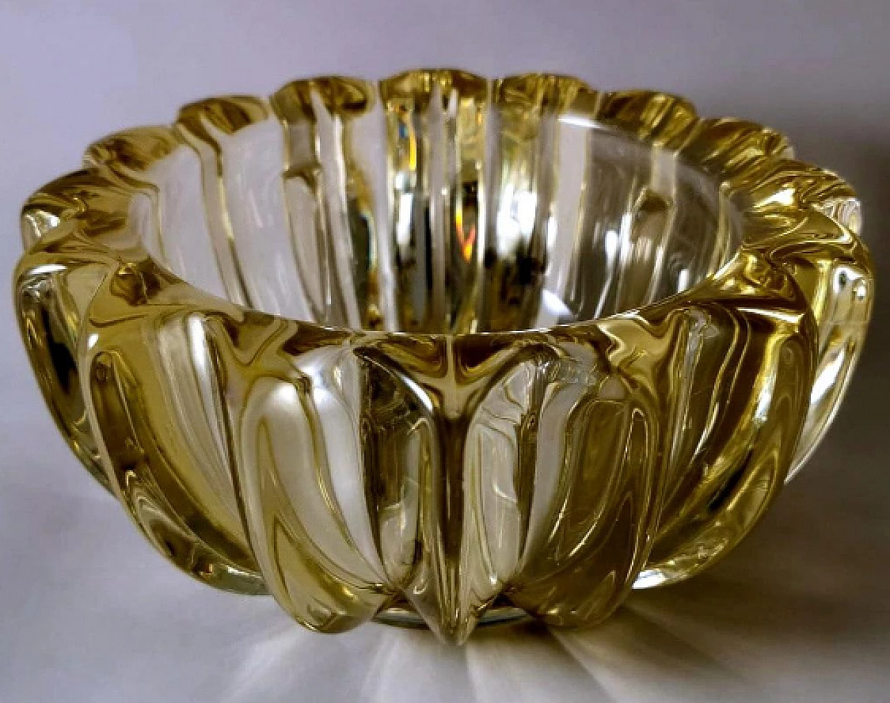 Glass flower holder bowl by Pierre D'Avesn, 1930s 9