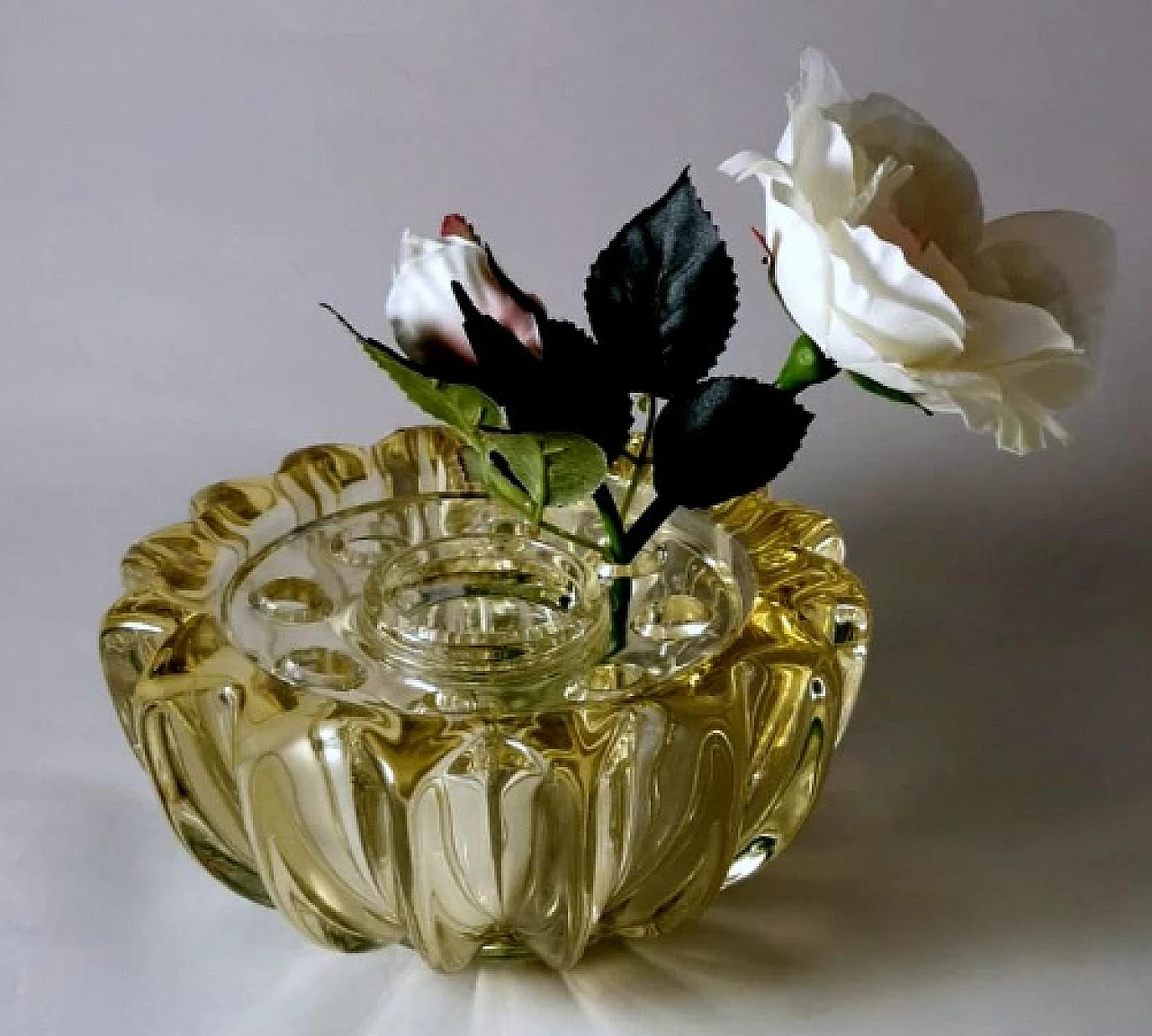 Glass flower holder bowl by Pierre D'Avesn, 1930s 18