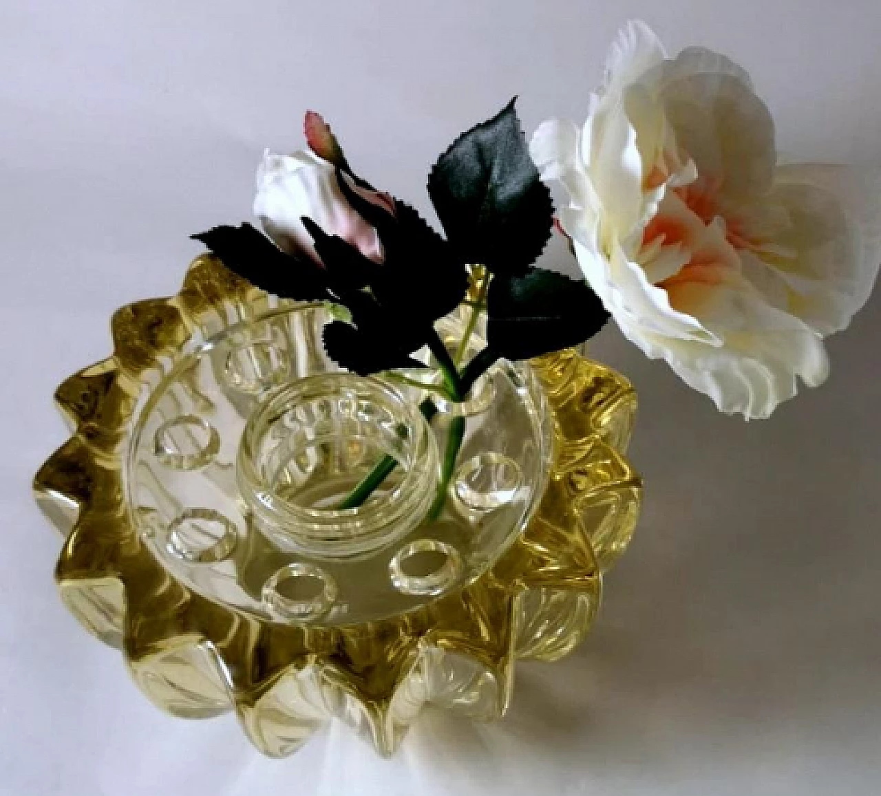 Glass flower holder bowl by Pierre D'Avesn, 1930s 19