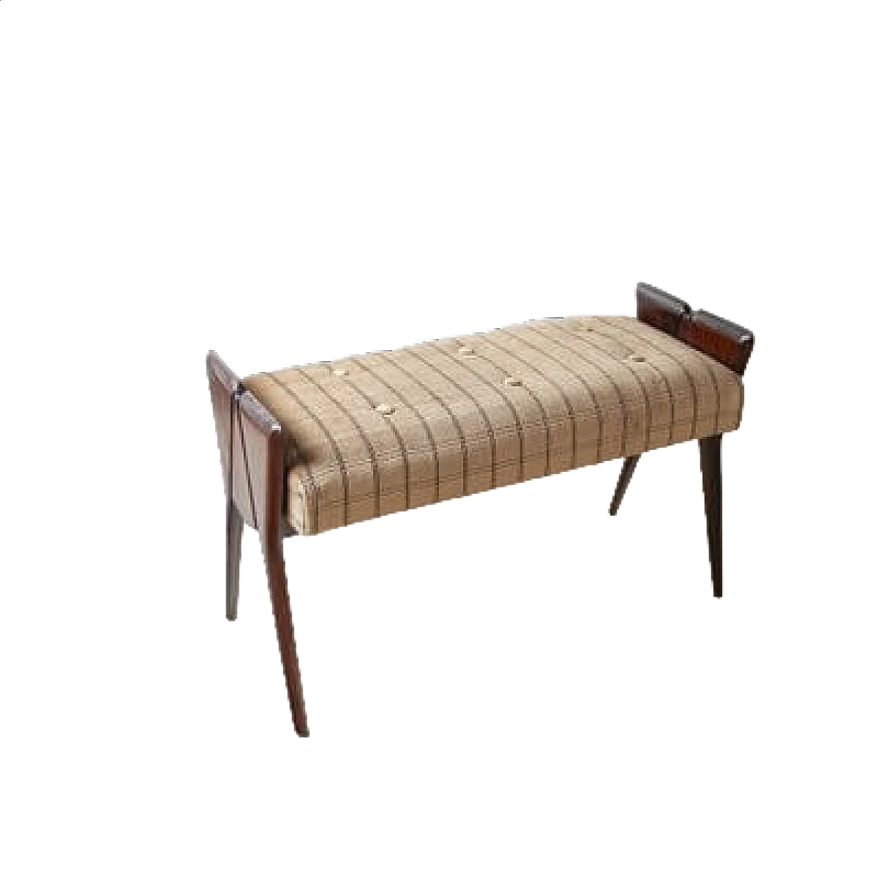 Bench in walnut with velvet seat in the style of Ico Parisi, 1950s 8