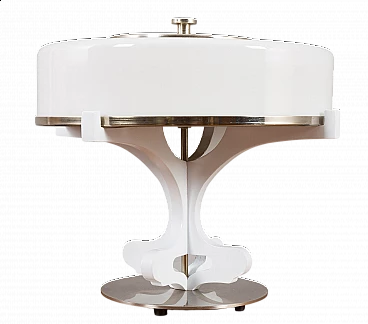 Lampada da tavolo in vetro di Murano, legno e acciaio, anni '70