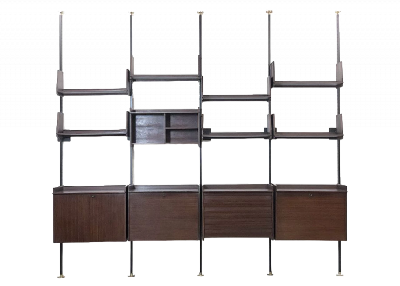 Wood and metal modular floor-to-ceiling bookcase, 1960s 27