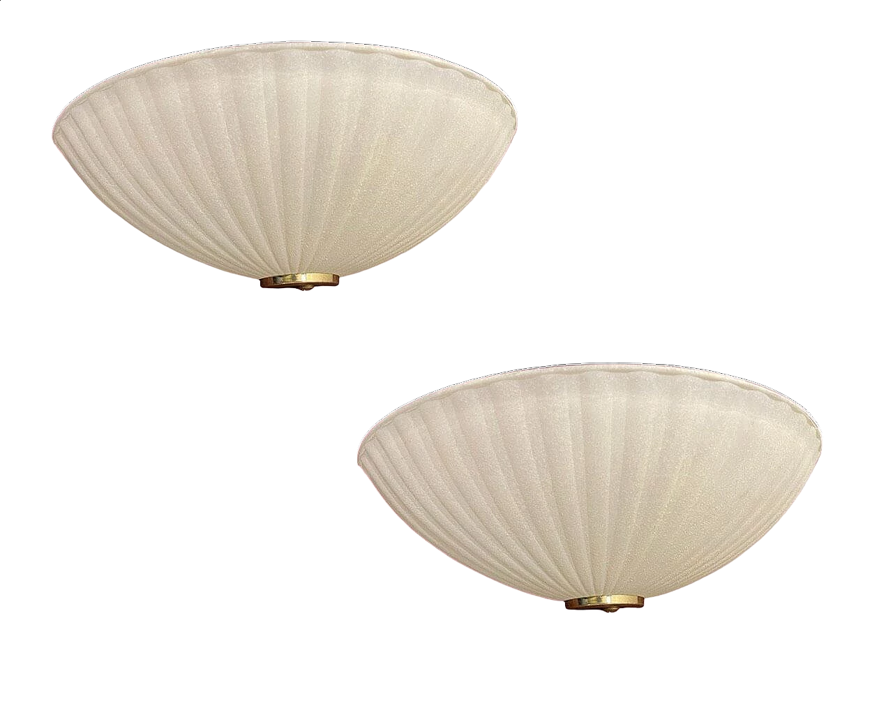 Pair of glass wall lights with gilded detail by Zonca, 1980s 10
