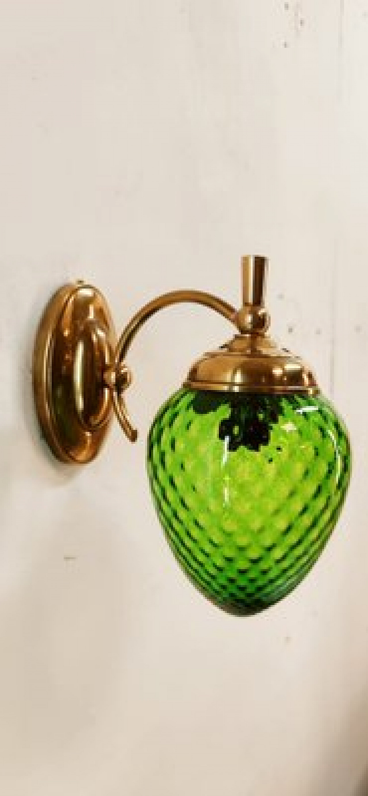 Green glass and brass wall light, 1960s 1