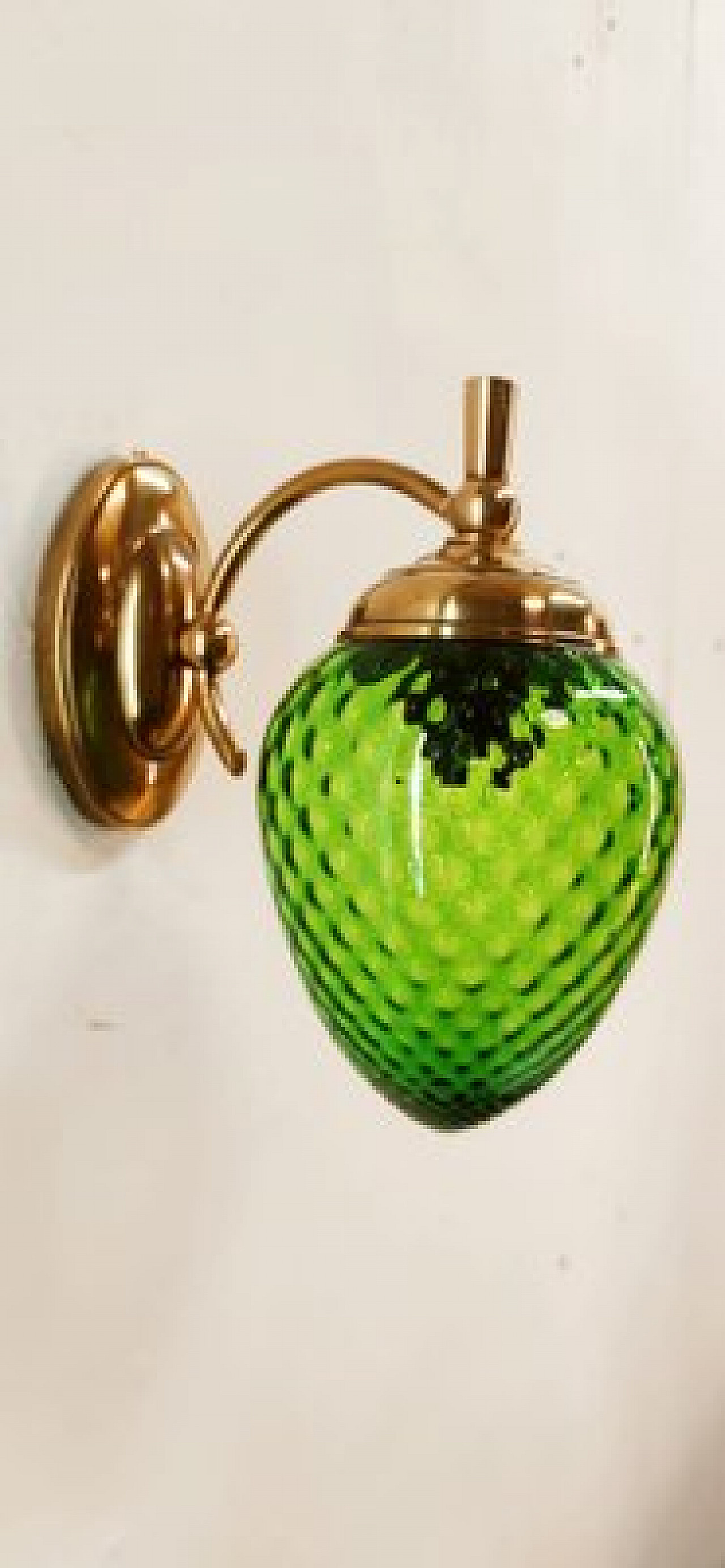 Green glass and brass wall light, 1960s 6
