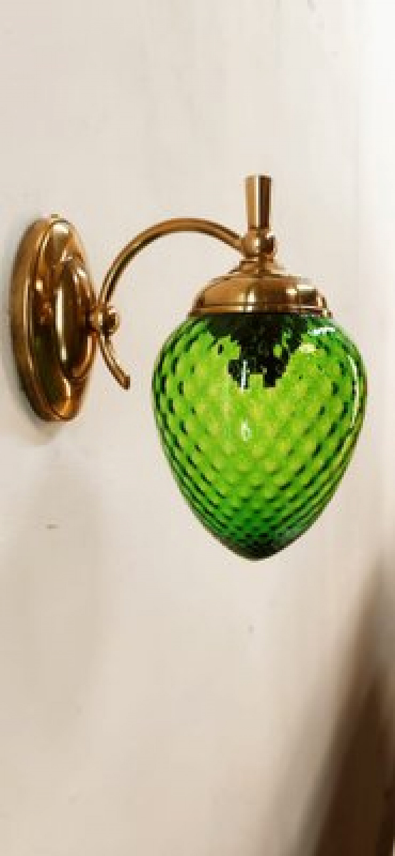 Green glass and brass wall light, 1960s 28