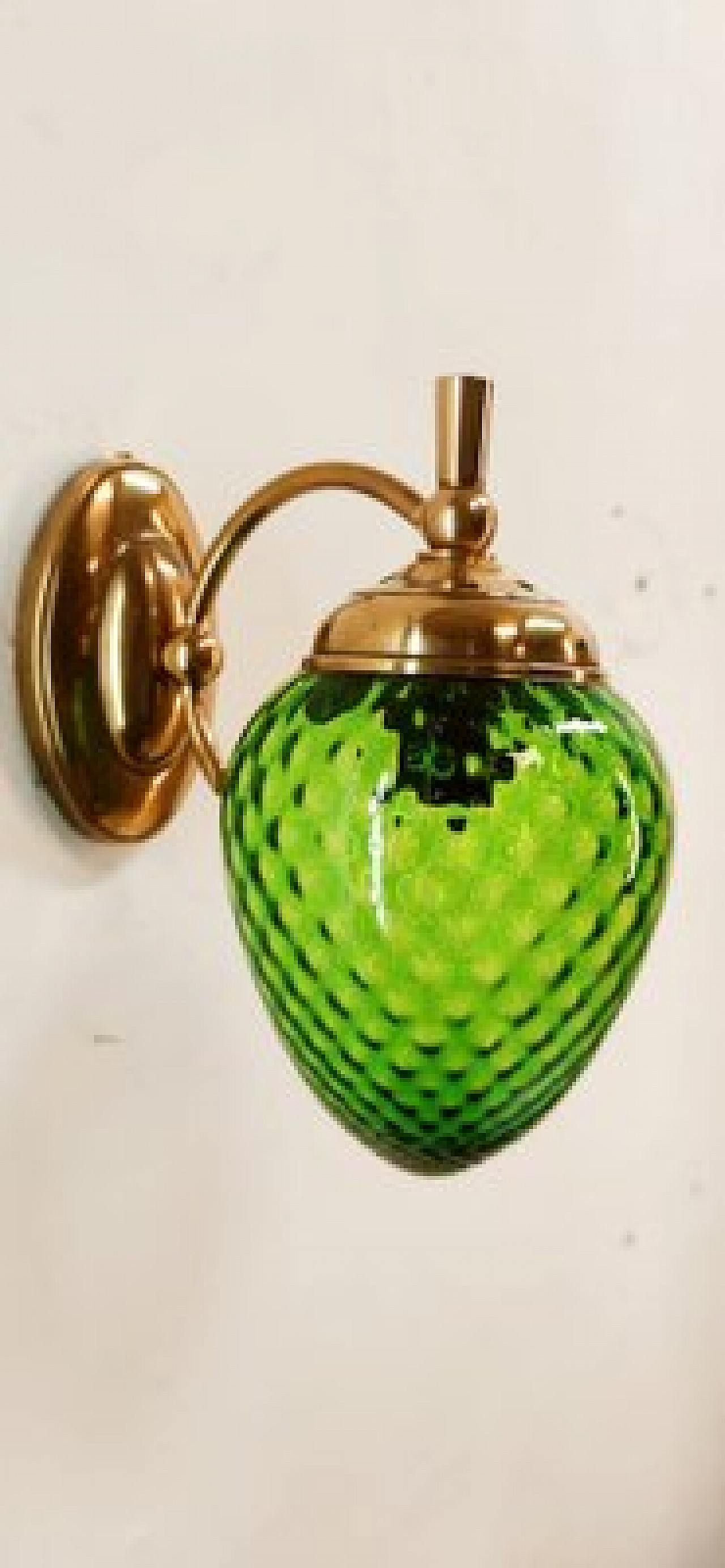 Green glass and brass wall light, 1960s 30