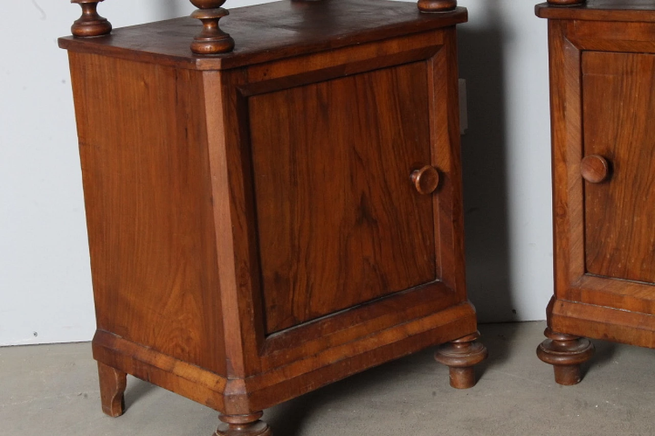 Pair of paneled walnut bedside tables, 19th century 13